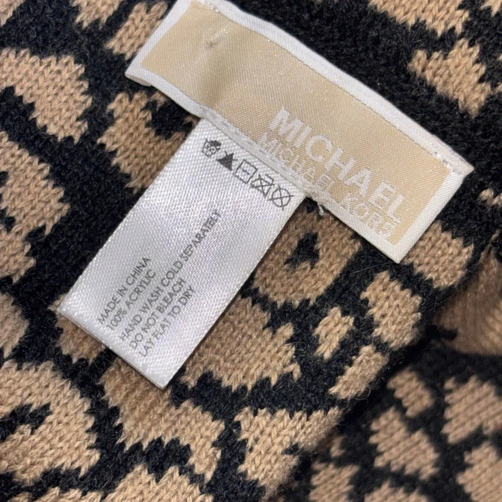 Michael Kors Women OS Tan Leopard Print Infinity Scarf Chic Animal Print